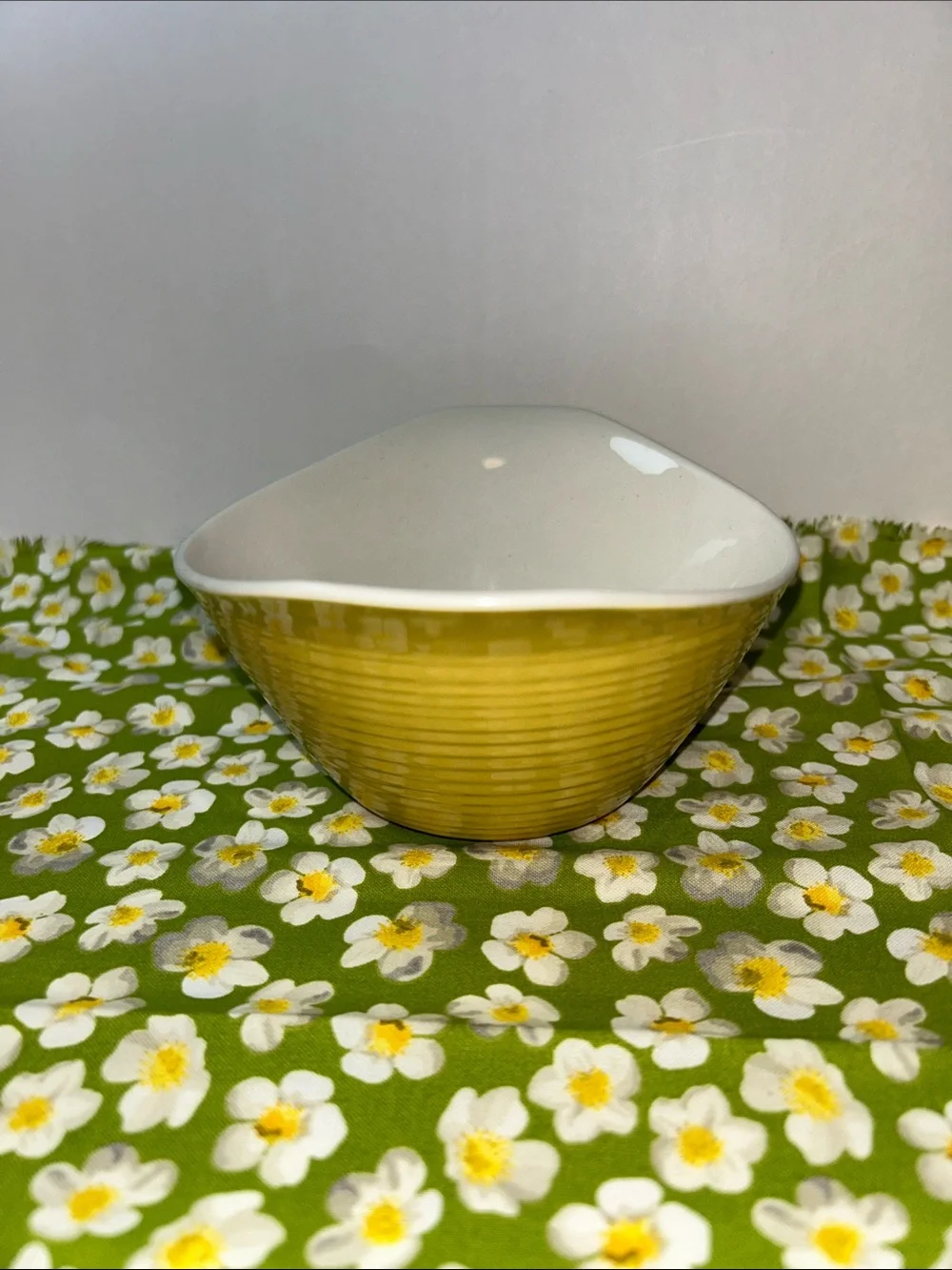 Mid-Century Modern yellow vegetable serving bowl